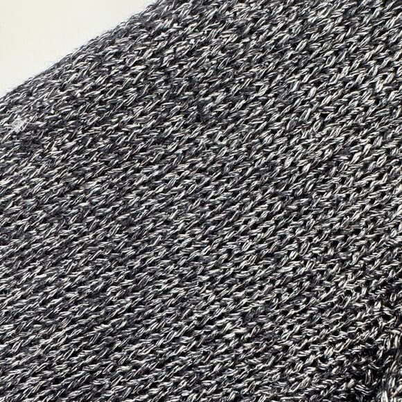 EILEEN FISHER Black Silver Metallic Linen Long Open Cardigan Size L Large - Picture 4 of 8